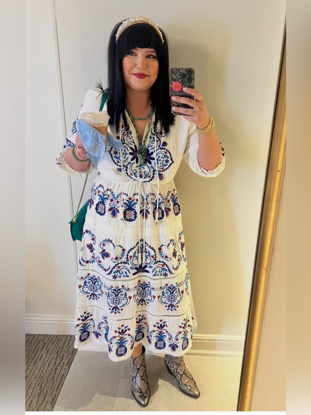 FARM Rio White Maxi Dress with Blue and Red Embroidery - Picture 12 of 12